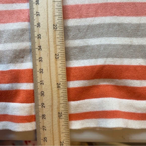 Pendleton Women’s XL Petite Silk Blend Striped Long Sleeve Knit Top Orange Cream - Picture 7 of 11